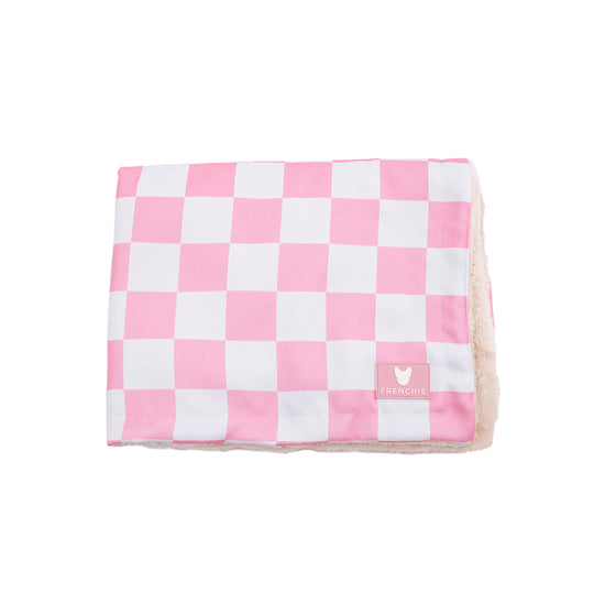 Frenchie Blanket - Pink Checkered