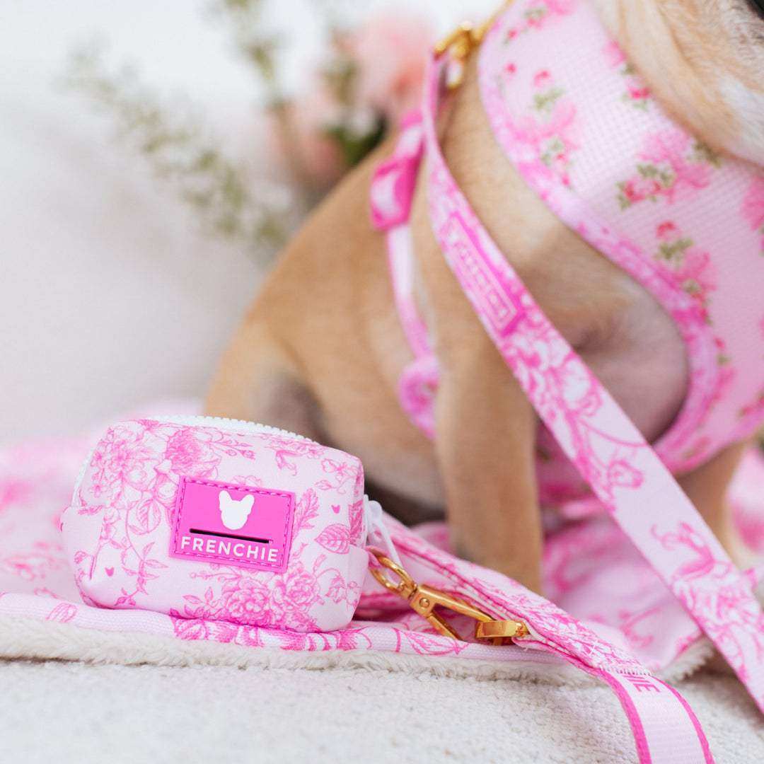 Frenchie Poo Bag Holder - Toile- Pink