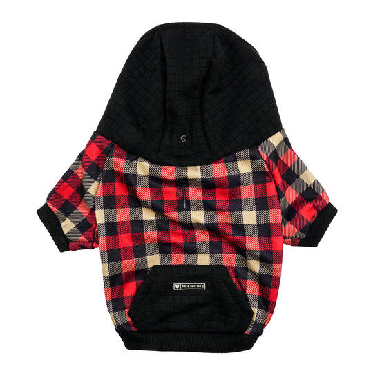 Frenchie Dog Hoodie - Cabin Plaid