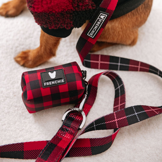 Frenchie Comfort Leash - Red and Black Plaid