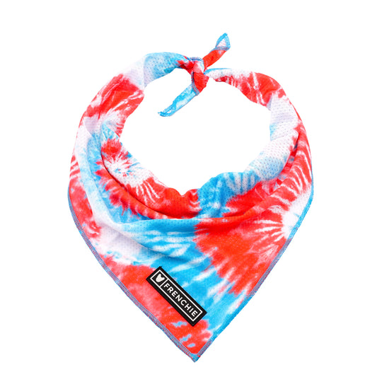 Frenchie Cooling Bandana - Red, White, & Blue Tie Dye