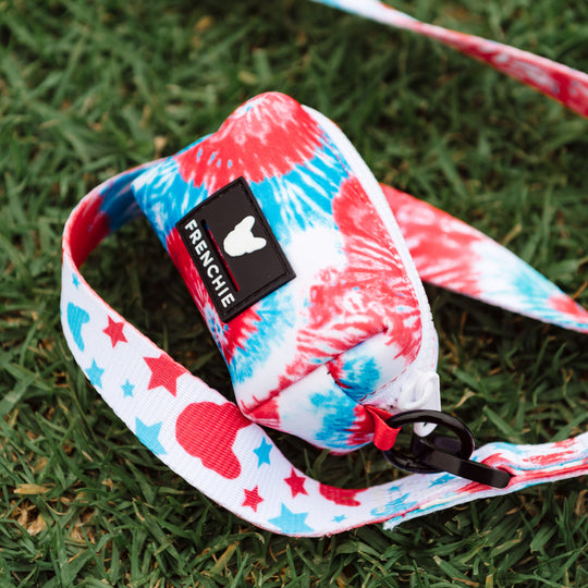 Frenchie Poo Bag Holder - Red, White, & Blue Tie Dye