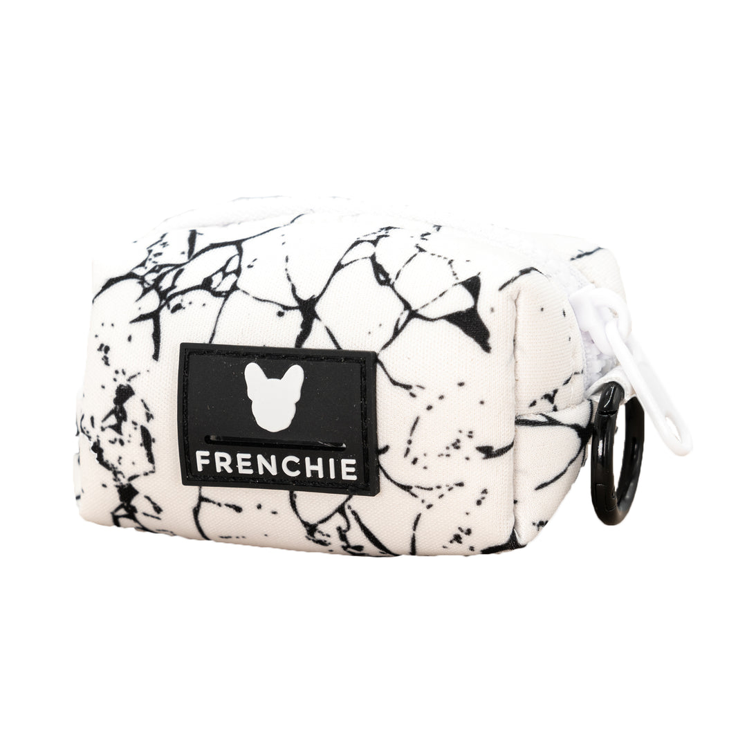 Frenchie Poo Bag Holder- White Marble