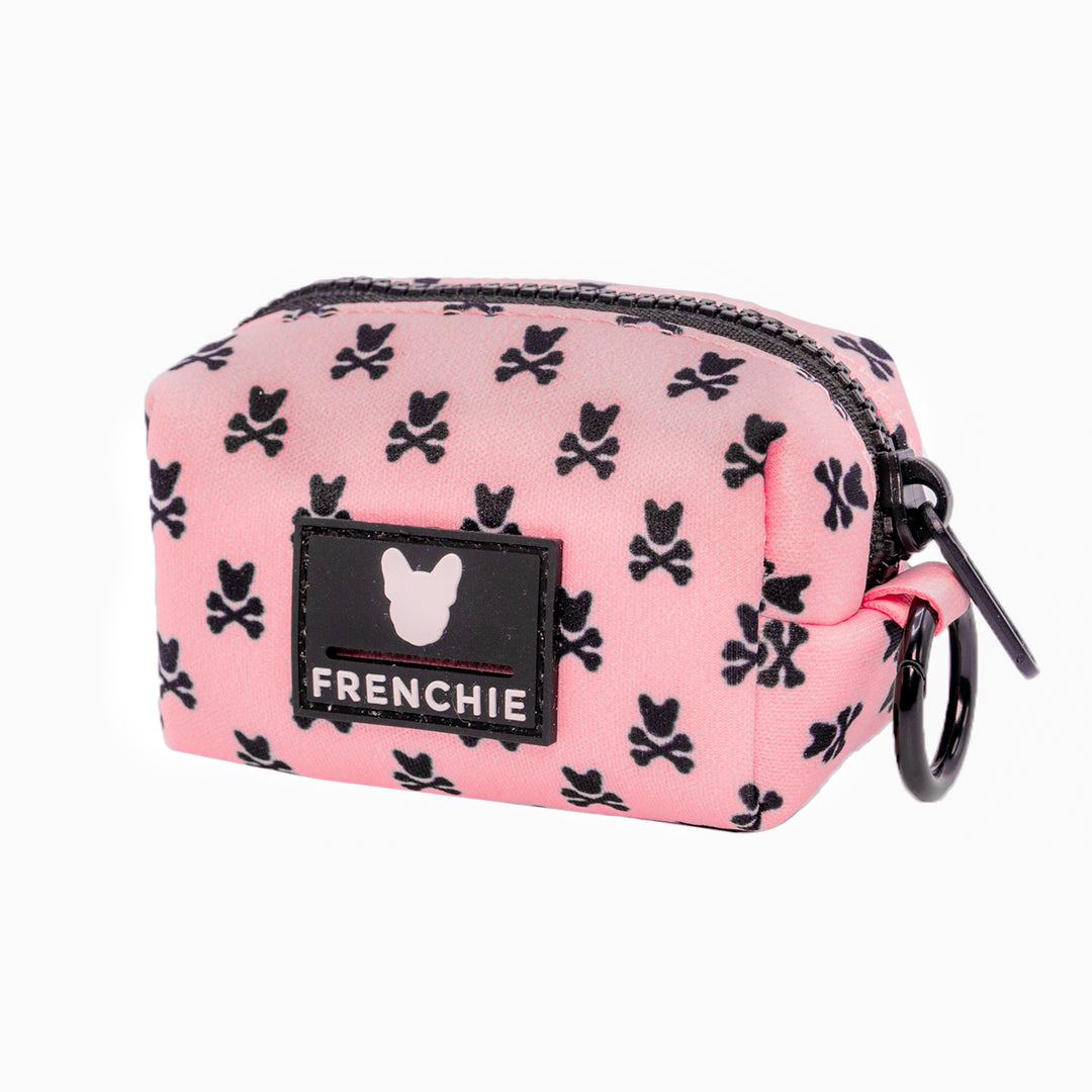 Frenchie Poo Bag Holder- Pink Bad to the Bone