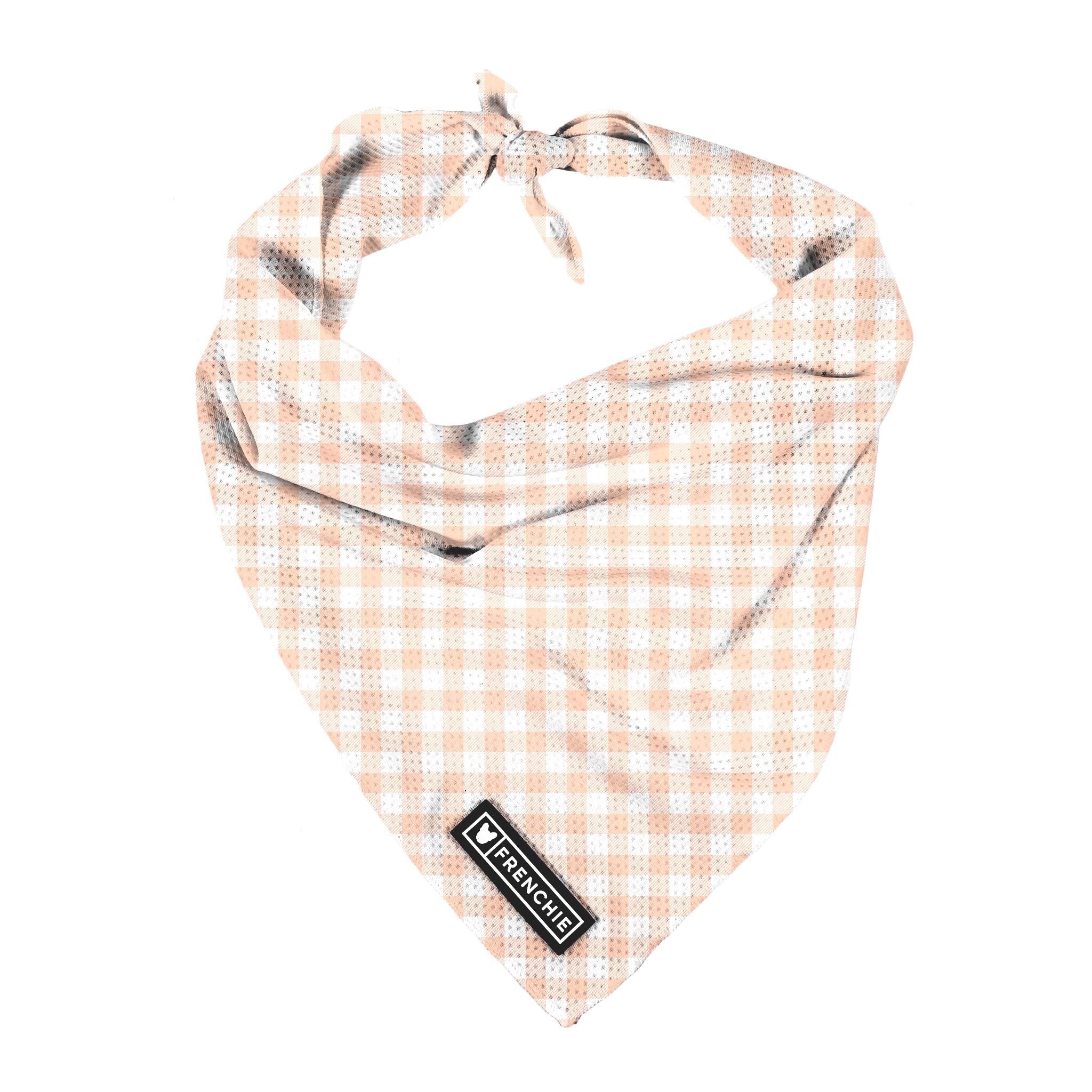Frenchie Cooling Bandana- Peach Gingham - Frenchie Bulldog - Shop Harnesses for French Bulldogs - Shop French Bulldog Harness - Harnesses for Pugs