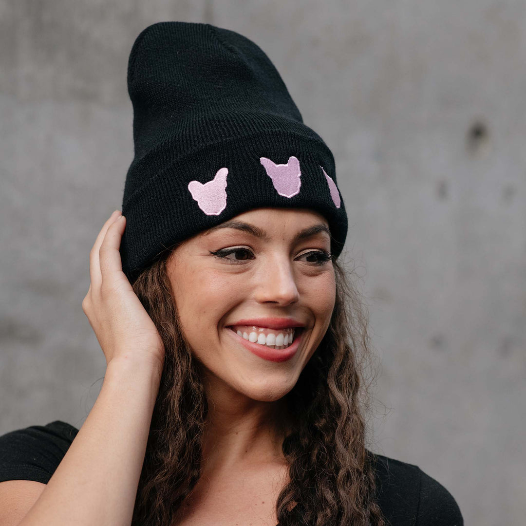 Black and Pink Beanie