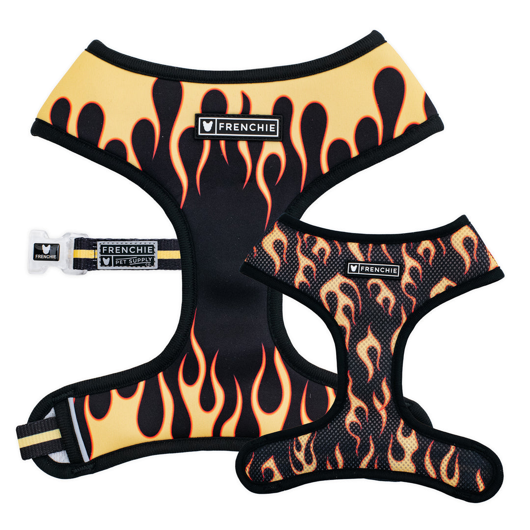 Frenchie Duo Reversible Harness - Flames (Orange)